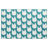 Tissu Motif blanc visage chat Turquoise (Fat Quarter)