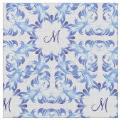Tissu motif bleu de damassé. monogramme (Fermer)