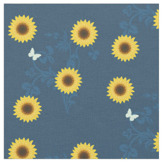 Tissu motif bleu de tournesol