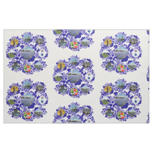Tissu Motif bleu d'images de la Hollande de style de