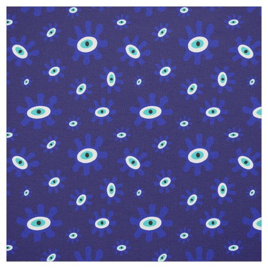 Tissu Motif bleu et blanc de l'oeil grec (Échantillon)
