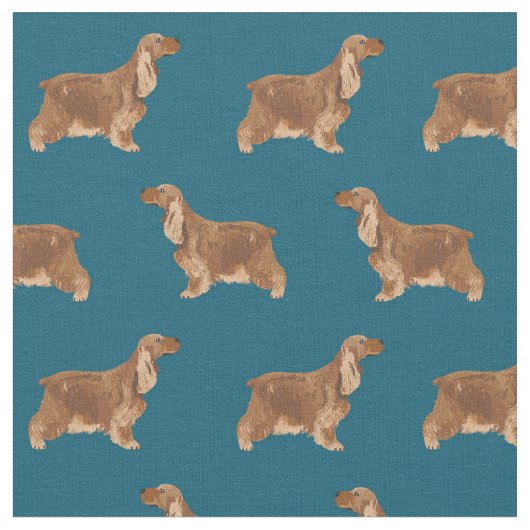 Tissu motif bleu foncé de Cocker Spaniel (Fermer)