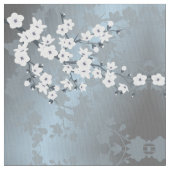 Tissu Motif bleu gris blanc floral cerise fleurs (fermé)