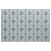 Tissu Motif bleu gris blanc floral cerise fleurs (Yard)