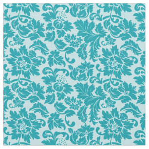 Tissu Motif bleu vert Floral Damask