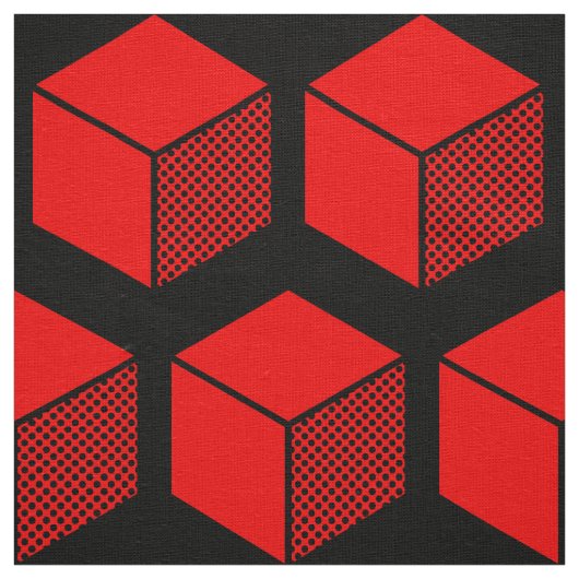 Tissu Motif bloc 02 - Rouge sur noir (Échantillon)