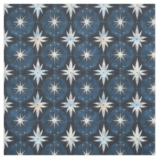 Tissu Motif Blue Starburst Googie (Échantillon)