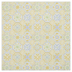 Tissu Motif bohème azulejo méditerranéen à l'aquarelle