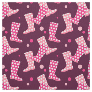 Tissu Motif Boots de pluie en caoutchouc rose
