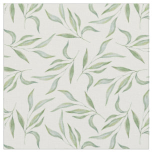 Tissu Motif botanique de feuilles à l'aquarelle verte