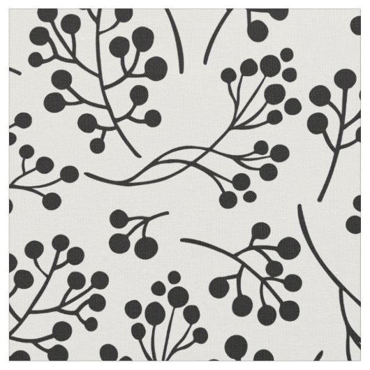 Tissu Motif botanique noir blanc simple (Fermer)