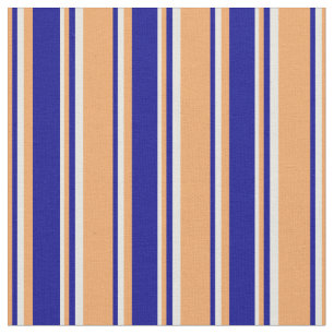 Tissu Motif Brown, bleu foncé et beige