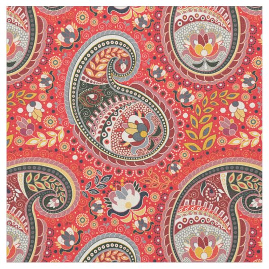 Tissu - motif cachemire rouge (Fermer)