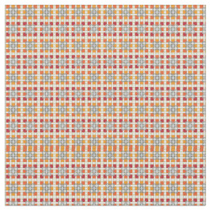 Tissu Motif carré moderne géométrique rouge ambre