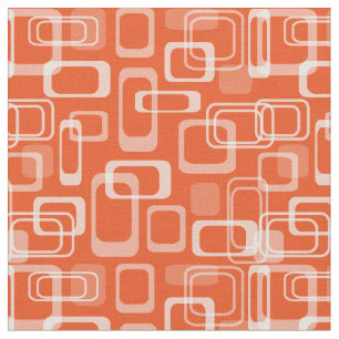 Tissu Motif carré orange mod des années 60