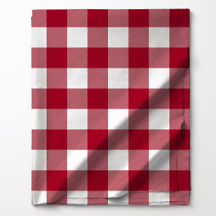 Tissu Motif carreau de buffle rouge et blanc