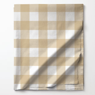 Tissu Motif Carreaux Beige Avoine et Blanc Buffle