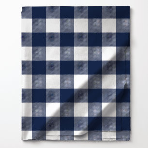 Tissu Motif carreaux buffalo bleu marine et blanc