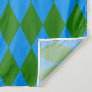 Tissu Motif Carreaux Harlequin Vert Bleu