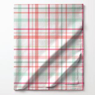 Tissu Motif carreaux pastel rose et vert vif
