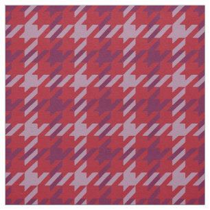 Tissu Motif carreaux pied de poule rouge cramoisi rétro