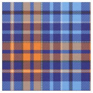 Tissu Motif carreaux tartan bleu marine orange cyan