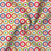 Tissu Motif Cercles Rétro Colorés Cible