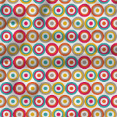 Tissu Motif Cercles Rétro Colorés Cible