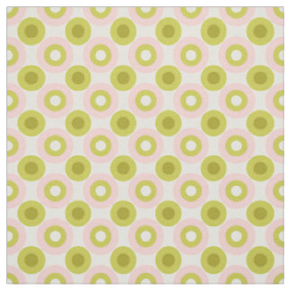 Tissu Motif Cercles Rose Vert Rétro