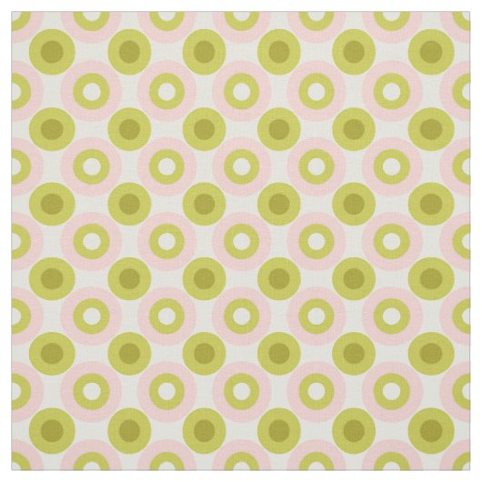 Tissu Motif Cercles Rose Vert Rétro (Échantillon)