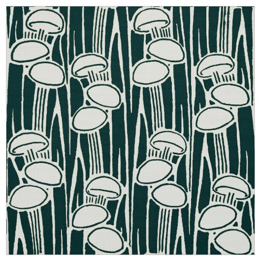 Tissu Motif Champignons Et Herbe (Échantillon)
