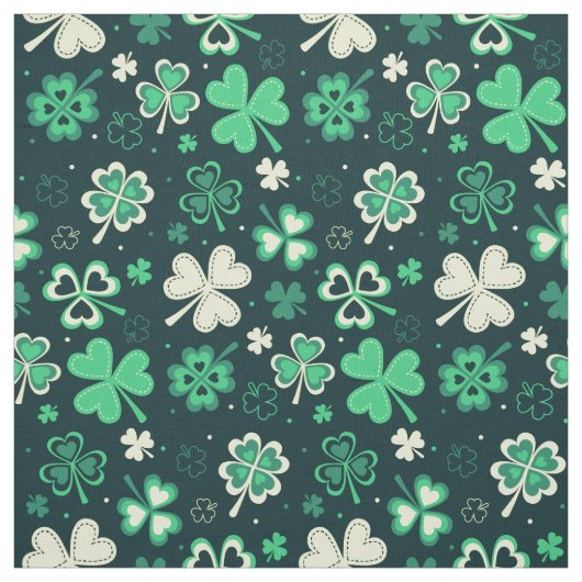 Tissu Motif chanceux vert-foncé de shamrock de St (Échantillon)