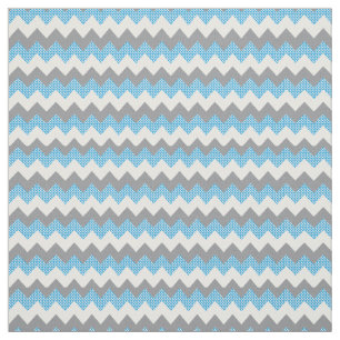 Tissu Motif Chevron bleu clair, blanc et gris