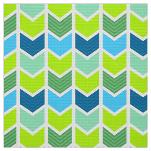 Tissu Motif Chevron moderne vert et bleu géométrique