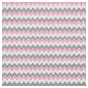 Tissu Motif Chevron rose, blanc et gris