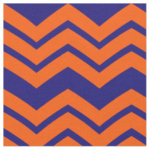 Tissu Motif chevron zigzag bleu orange