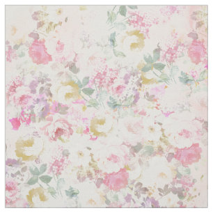 Tissu Motif chic rétro rose blanc aquarelle motif flora