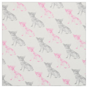 Tissu Motif chichuahua gris-rose mou