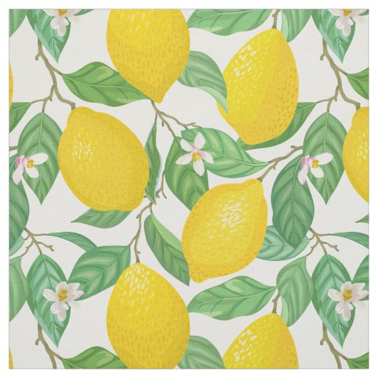 Tissu Motif citron blanc jaune (Échantillon)