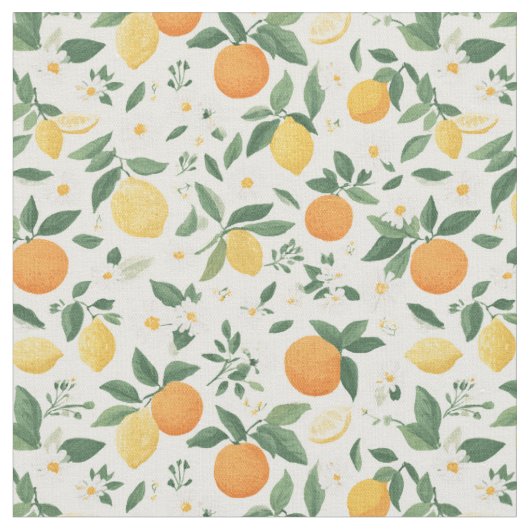 Tissu Motif Citron Et Orange (Fermer)