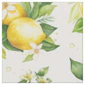 Tissu Motif citron, Fleurs de citron, Feuilles, Citrus (Fermer)