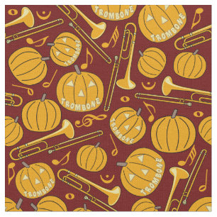 Tissu Motif Citrouille d'Halloween Trombones