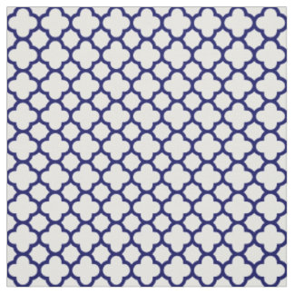 Tissu Motif classique blanc chic de Quatrefoil de bleu