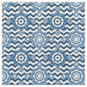 Tissu Motif classique bleu et blanc Chevron