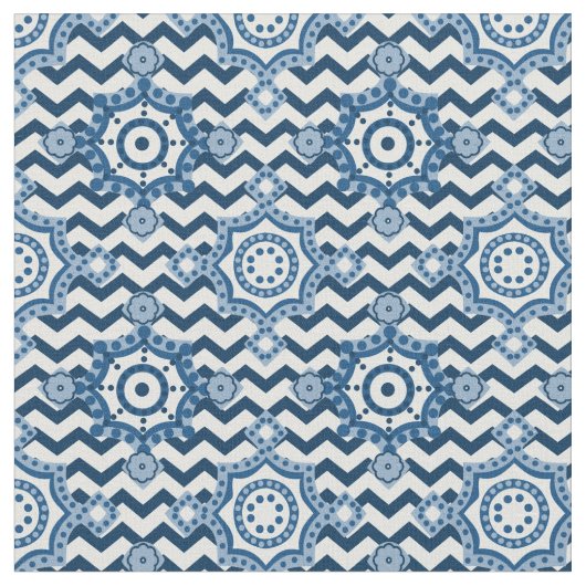 Tissu Motif classique bleu et blanc Chevron (Fermer)