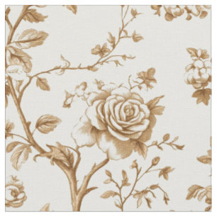 Tissu Motif Classique Toile de Rose Beige