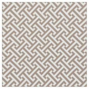 Tissu Motif Clé Grec Marron Moka