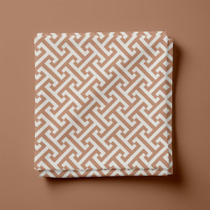 Tissu Motif Clé Grecque Terracotta