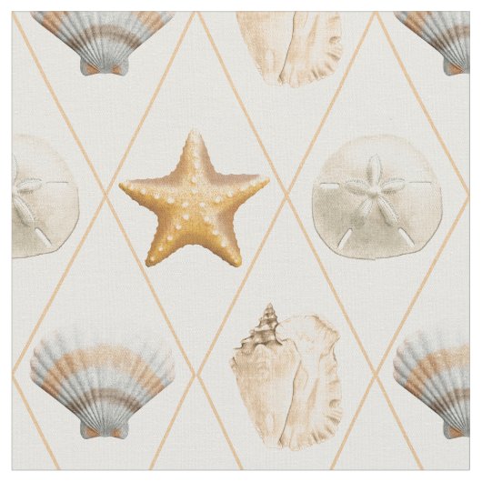 Tissu Motif Coastal Decor Seashell (Fermer)