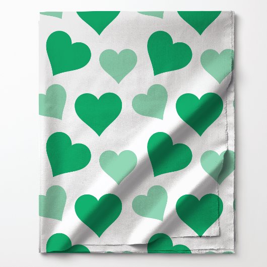 Tissu Motif Cœurs Verts
